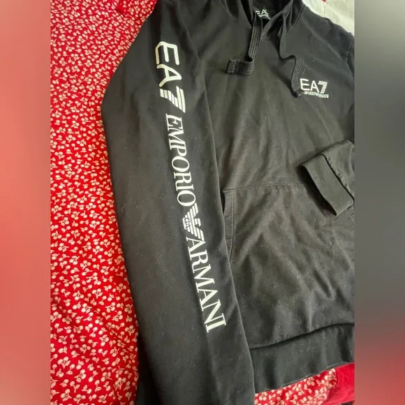 EA7 Emporio Armani Black Logo Hoodie Ladies XL - Picture 6 of 15